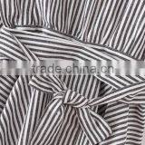 Blouses Latest Fashion Design Women Clothing Black And White Stripe Bow Wrapped Blouse thumbnail-2