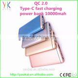 2016 New Design Power Bank 10000mah Li-polymer Portable Type-C Power Bank