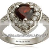 valentines day gift, garnet and cz designer silver ring catalog online