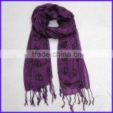 Peace Symbol Printed Costume Long Fringe Scarf / shawl(FCH-11287-2)