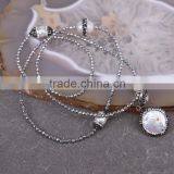 Fashion Natural Pearl Gem Stone Necklace, With 3mm Silver Hematite Beads Necklace, Pendant Charms Natural Stone Necklace thumbnail-4