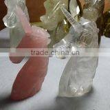 Natural Pink Rose Quartz Crystal Unicorn Carvings thumbnail-3