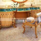 New Design French Rococo Bedroom Furniture Wooden Carving Dressing Makeup Table With Mirror/ Elegant Vanity Dresser Table Set thumbnail-3