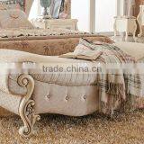 Graceful Solid Wood Hand Carving Matching Fabric Bed Bench thumbnail-1