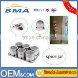 Six Pieces Magnetic Stainless Steel Spice Jar Set With Rack thumbnail-1