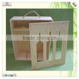 Laser Engraved Slide Top Wooden Display 3 Bottles Wine Box thumbnail-3