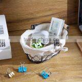 Vintage Metal Chicken Wire Storage Basket With Removable Fabric Liner thumbnail-3