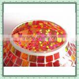 Handicraft Flat Design Red Flower Pattern Mosaic Large Vase Chinese Glass Flower Decoration thumbnail-4