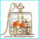 Real Dry Flower Wish Glass Locket Necklace Pendant Terrarium Necklace thumbnail-3