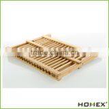 Home Bamboo Folding Dish Rack | 2-Tier Collapsible Dish Drying Rack | Wooden Dish Drainer | Drying Utensils & Dishes thumbnail-2