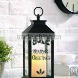 13" Black Plastic Christmas Lantern With LED Candle Installed thumbnail-2