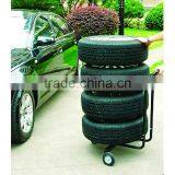 Metal Car Accessories 4 Wheels Mobile Tyre Display Stand Tire Storage Rack thumbnail-2