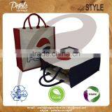 Customized Log Baranded Jute Fabric Tote Bag With Two Color Logo Print 2 Side With Padded Rope Handle thumbnail-4