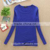 Lady Fashion 100%cotton Top Plain Women Long Sleeve t Shirt thumbnail-4