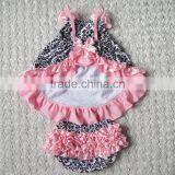 2015wholesalesimple Design Newborn Romper Baby Clothes Ruffled Romper in Gray Chevron and Aqua, Sunsuit for Baby Girl thumbnail-4