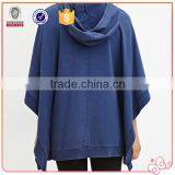 2016 Factory New Lady Knit Hooded French Terry Poncho thumbnail-2
