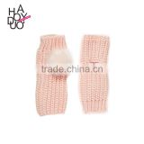 HAODUOYI Fashion Winter Women Solid Pink Half Finger Cute Sweet Warm Casual Warm Gloves
