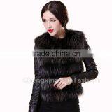 CX-G-B-122B Women Genuine Fur Clothing Fashion Real Raccoon Fur Vest thumbnail-4