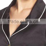 Women Plain Long Pajamas Set Black Satin Blank Pyjama Set Long Sleeve With Long Pants Nightwear thumbnail-5