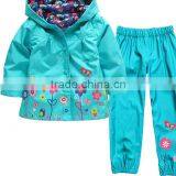 Zm50342b Wholesale Girls Suit Autumn Winter Jacket Lovely Flower Rain Proof Children Clothing Sets thumbnail-3