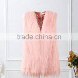 Pure Colour Long Hair Woman Sheep Fur Faux Fur Sleeveless Waistcoats thumbnail-6