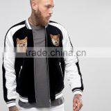 2017 Newest Arrival Black Customized Colors Size Material Men Plain Baseball Jacket thumbnail-2