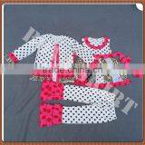 Easter Spring Fall 2016 Ruffles Baby Girl Boutique Clothing Holiday Matching Dots Pants Giggle Moon Girl Cotton Remake Outfit thumbnail-1