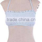 Whlolesale Hot Sale Monogrammed Seersucker Ruffle Bandeau Top thumbnail-3