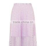 2017 OEM Summer Semi Perspective Tulle Flowy Skirts With Paillettes thumbnail-4