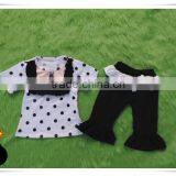 Kids Wear Bangladesh Children Clothing Wholesal Kids 2pcs Outfits Polka Dot Shirt +ruffle Capris thumbnail-1