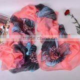 Floral Fashion Logo Design Digital Printed Women Long Scarf Chinese Satin Silk Scarf Custom thumbnail-3