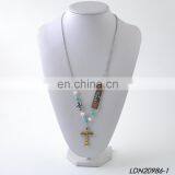 Anti-Siver and Anti-Gold Vintage Cross Necklaces Turquoise Beads Necklace thumbnail-4