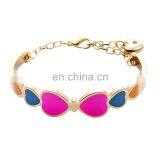 Hot Selling Trendy Simple Pink Enamel Heart Baby Gold Bangles Designs