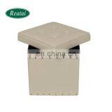 Reatai PVC Leather Folding Square Storage Home Stool Foldable Ottoman for Clothes thumbnail-5