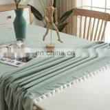 New Arrival New Pattern Black Table Clothes Solid Table Cloth With Pom Pom thumbnail-4