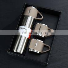 High Quality Business Custom, Gift Logo 304 Stainless Steel Vacuum Thermos Set One Cup Two Lid Gift Box/ thumbnail-2