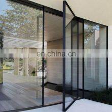 Villa Unique Oversized Style Horizontal Spring Hinge Sliding System Iron Frame Glass Pivot Entry Door With Sidelights thumbnail-3