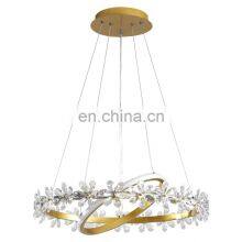 Simple Luxury Chandelier Gold Modern Ceiling Hanging Light Crystal Circle Pendant Light for Hotel Living Room thumbnail-4