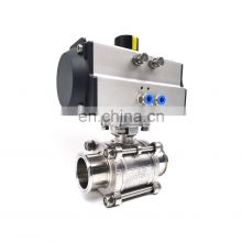 hygienic Stainless Steel    Pneumatic Clamp 3pc Ball Valve