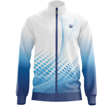 Men's Custom Sublimation Blue and White Jacket with Blue Zipper