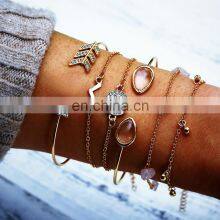 6pcs/set Bohemian V Shape Bracelet Set For Women Gold Color Chain Bracelets Sets Jewelry thumbnail-3