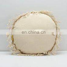 Hot Sale Macrame Decorative Cushion With Tassel Round Sofa Pillow, Bohemian Living, Yoga or Meditation Cushion thumbnail-4