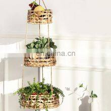 Hot Sale Natural Water Hyacinth 3 Tier Hanging Fruit Basket, Hanging Plant Basket Cheap WHolesale thumbnail-3