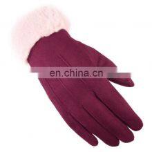 Winter Windproof Warm Fleece Lined Gloves Suede and Down Cloth Touchscreen Riding Motorcycle Gloves thumbnail-3