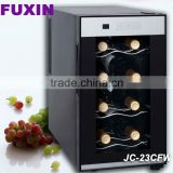 FUXIN:JC-23CFW .Bar top fridge with 8Bottles/ Mini wine chiller with Full Glass Door./wine refrigerator.