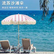 Tassel Beach Umbrella Ins Wind Swimming Pool Courtyard Umbrella 1.8m 37-inch Sunscreen Sun Umbrella Customized Advertising Umbrella Wholesale thumbnail-1