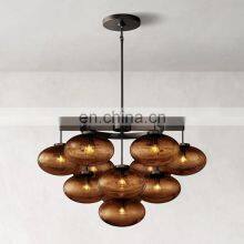 CABRETTE Amber Glass Round Farmhouse Chandelier Dining Room Modern Glass Drop Light Fixture Bedroom Closet Living Room thumbnail-2