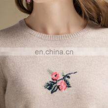 Best Price Comfortable Round Neck Collar Pullover Cashmere Embroidered Sweater thumbnail-2