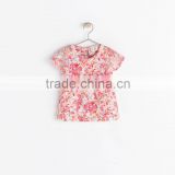 Little girls frill printed cotton blouse