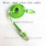 Micro Dual Color Flat Cable Micro Usb Cable 1 Meter Length New Style